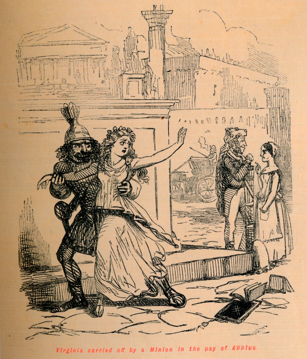 Virginie unesena Minionem v platu Appia, 1852 od John Leech