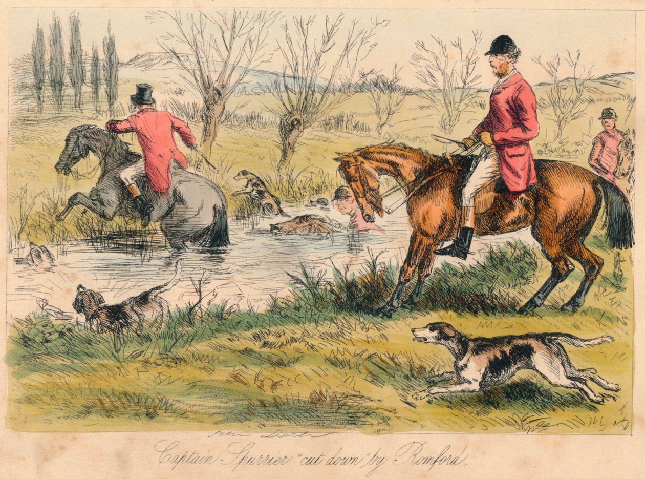 Kapitán Spurrier poražen Romfordem, 1865. Umělci: John Leech, Hablot Knight Browne. od John Leech and Hablot Knight Browne