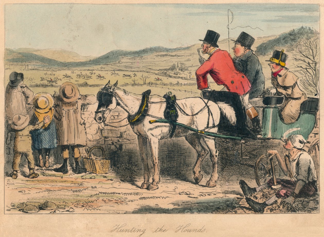 Hunting the Hounds, 1865. Umělci: John Leech, Hablot Knight Browne. od John Leech and Hablot Knight Browne