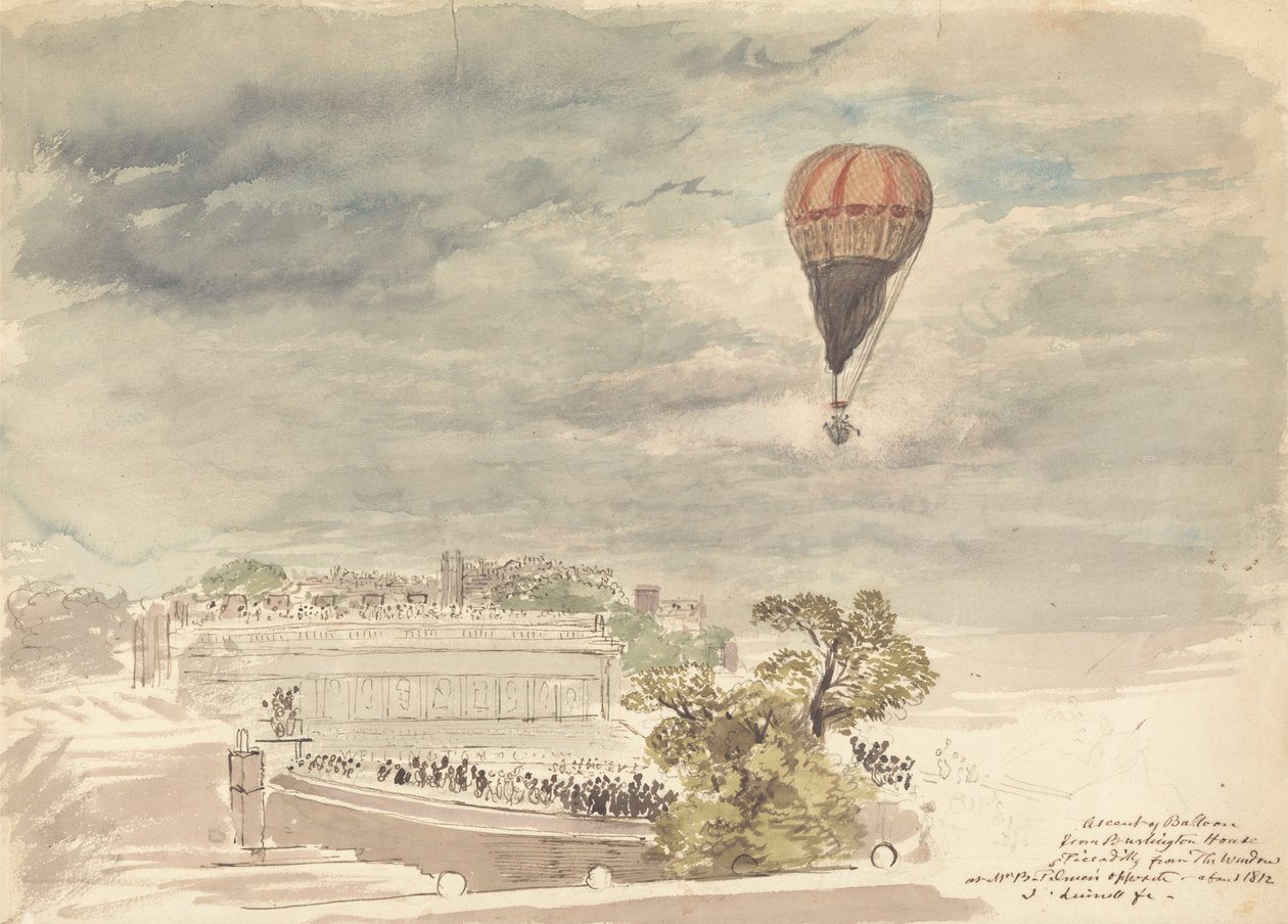 Výstup na balón z Burlington House, Piccadilly, z okna u pana B. Palmera od John Linnell