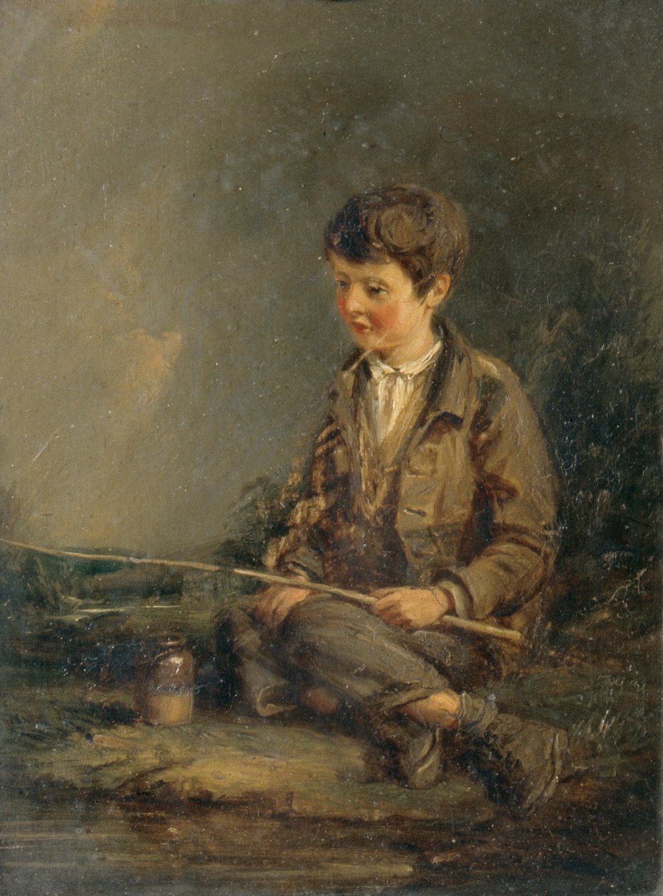 Chlapec rybaří (olej na desce) od John Linnell