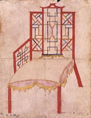 Design pro židli Chinoiserie, cca 1753 (akvarel na papíře) od John Linnell