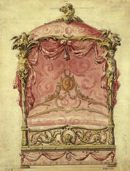 Anglický design pro velkou postel, cca 1760 od John Linnell
