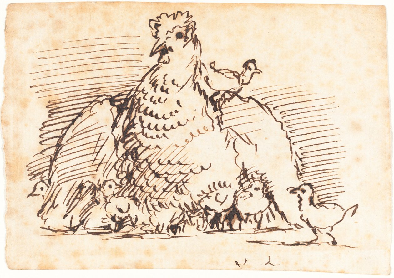 Slepice a kuřata od John Linnell