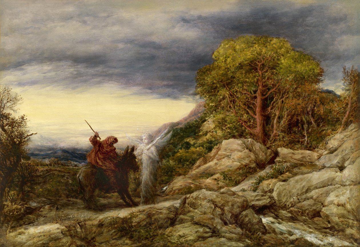 Prorok Balám a anděl, 1859 (olej na papíře, položeno na plátně) od John Linnell