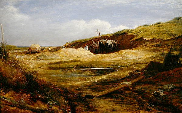 The Sand Pitts, Hampstead Heath (olej na panelu) od John Linnell