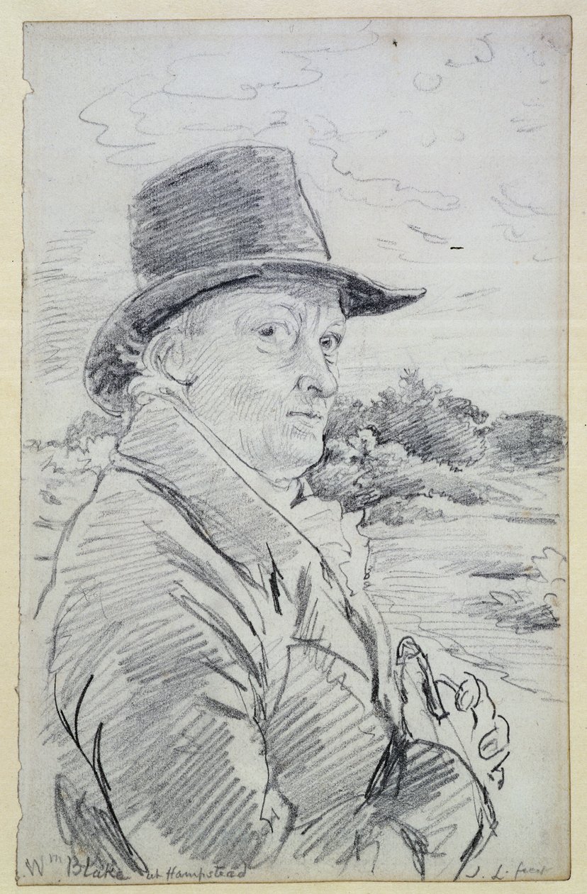 William Blake Wearing a Hat, (nápis: Wm Blake at Hampstead) c.1825 (tužka) od John Linnell