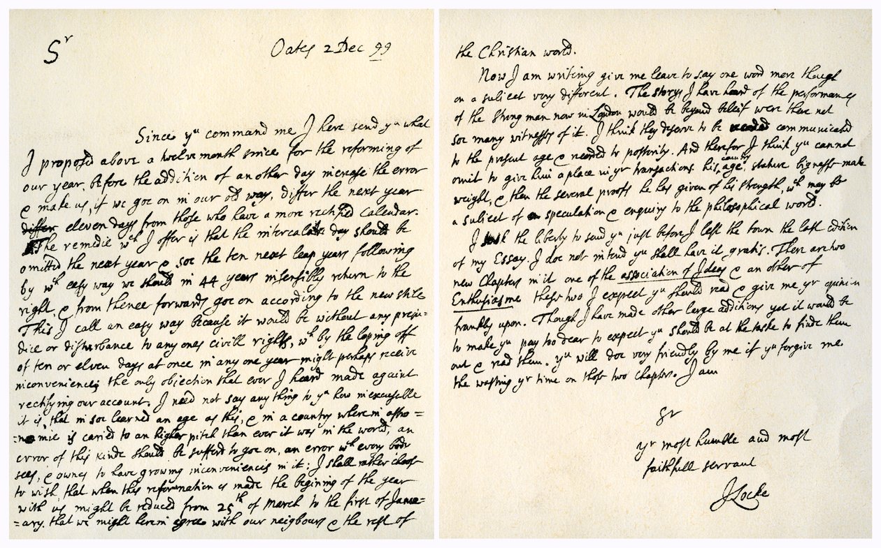 Dopis Johna Locka Hansi Sloaneovi, 2. prosince 1699. od John Locke