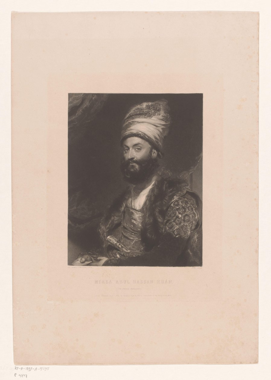 Portrét van Mirza Abolhassan Khan Ilchi Mirza Abul Hassan Khan / (Perský velvyslanec) (titul na předmětu) od John Lucas