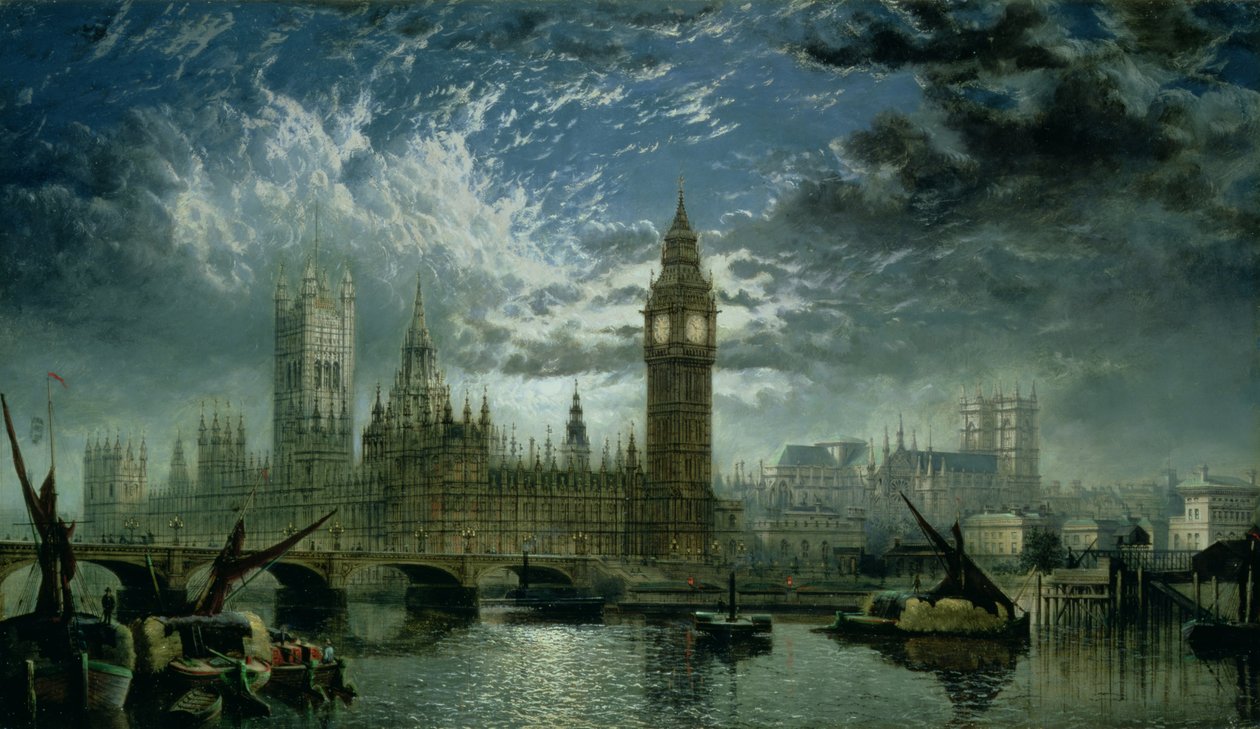 Pohled na Westminsterské opatství a budovy parlamentu, 1870 od John MacVicar Anderson