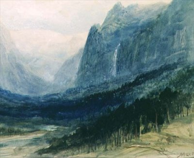 Yosemitské údolí, Kalifornie (akvarel a kvaš) od John MacWhirter
