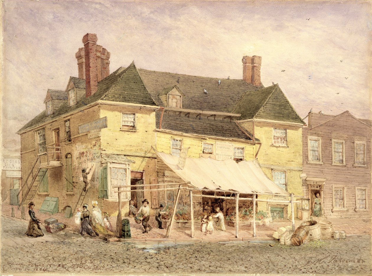 William Penns Mansion, South Second Street, Philadelphia, 1864 (kvaš na papíře připevněný na dřevotřískové desce) od John Mackie Falconer