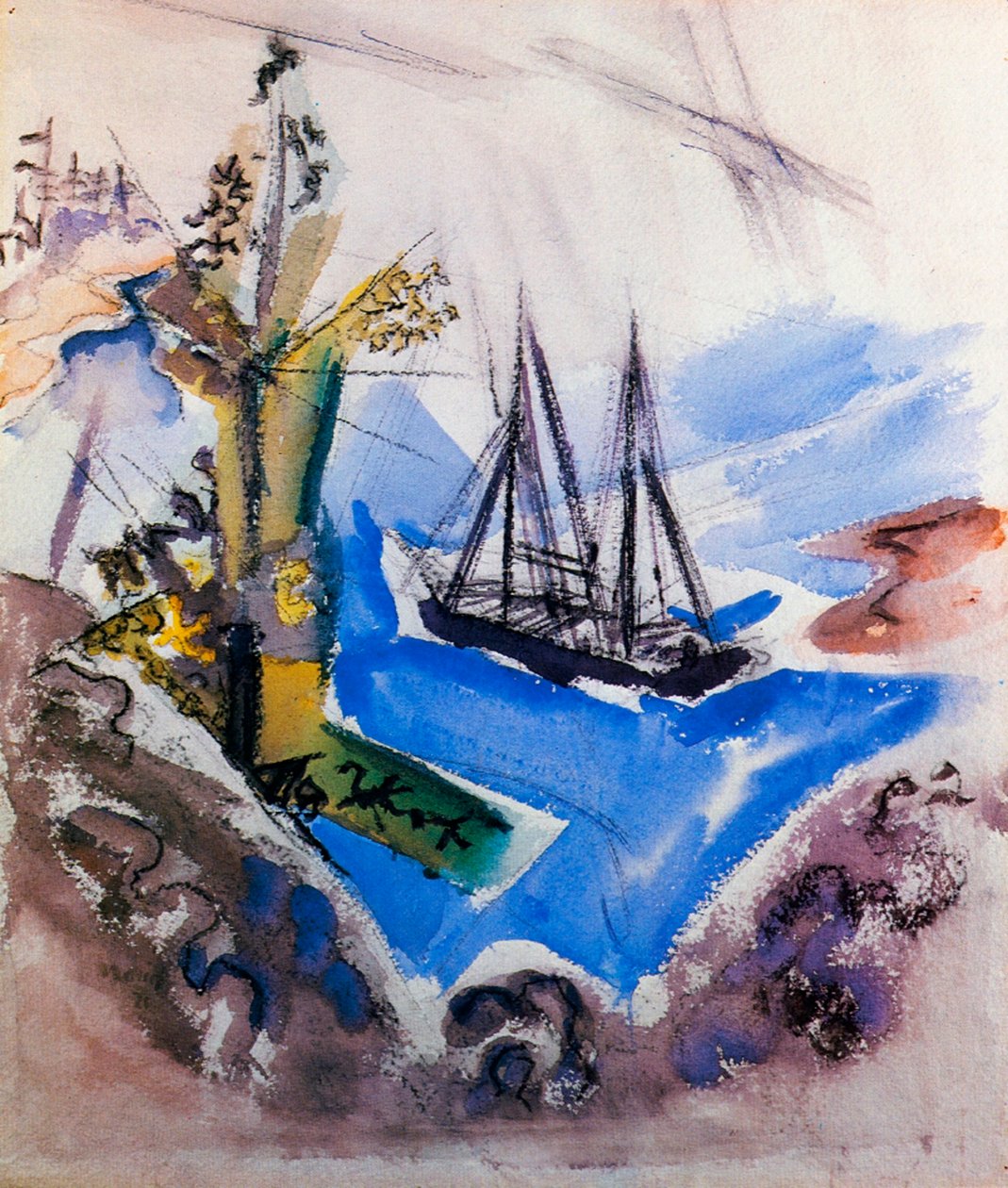 Škuner a strom od John Marin