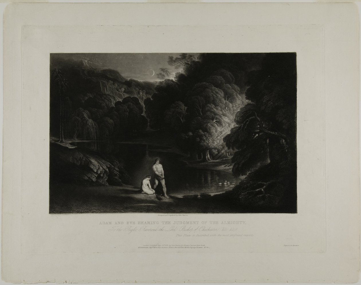 Adam a Eva slyšící soud nad Všemohoucím, z ilustrací Bible od John Martin