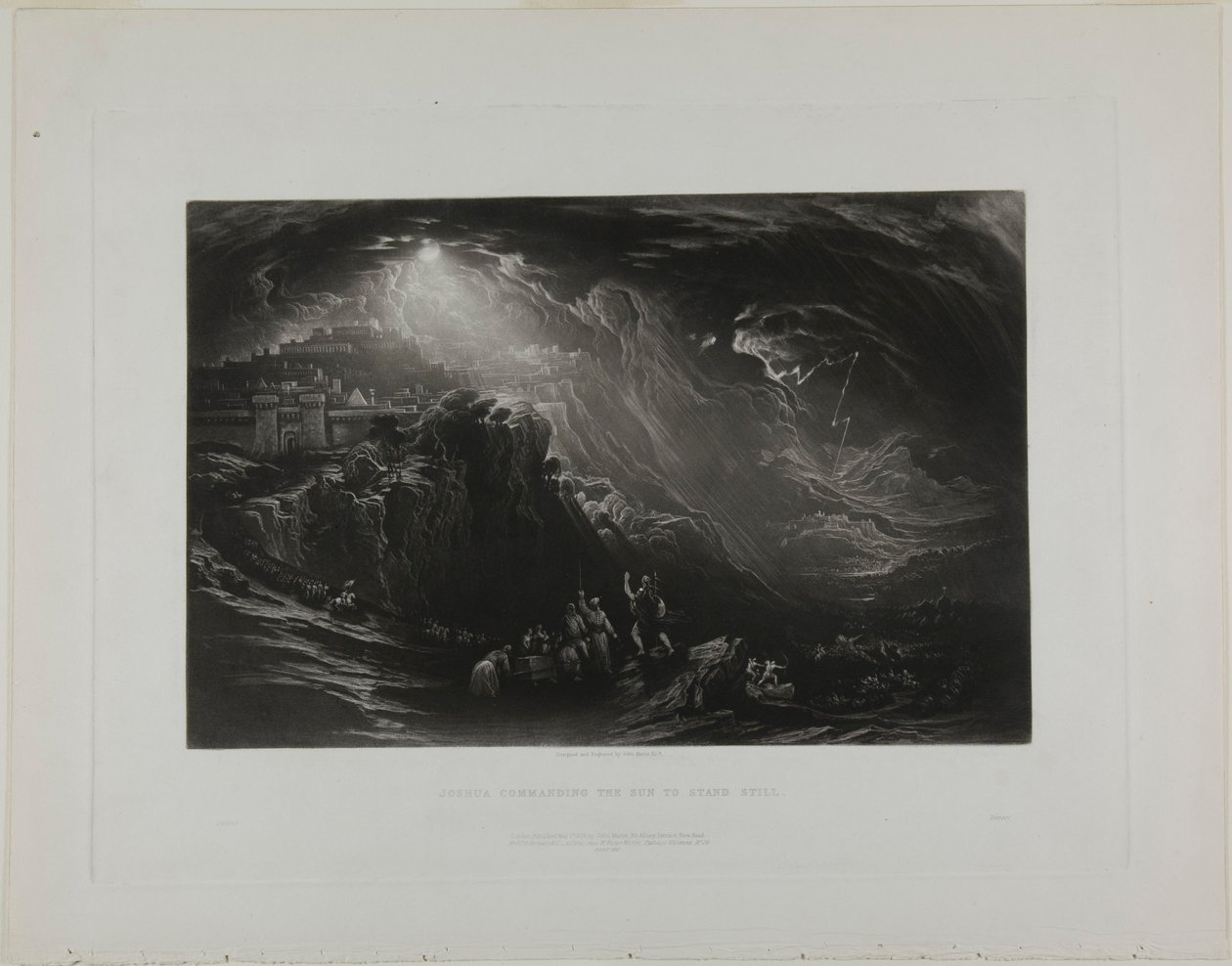 Joshua přikazující slunci stát v klidu, z ilustrací Bible od John Martin