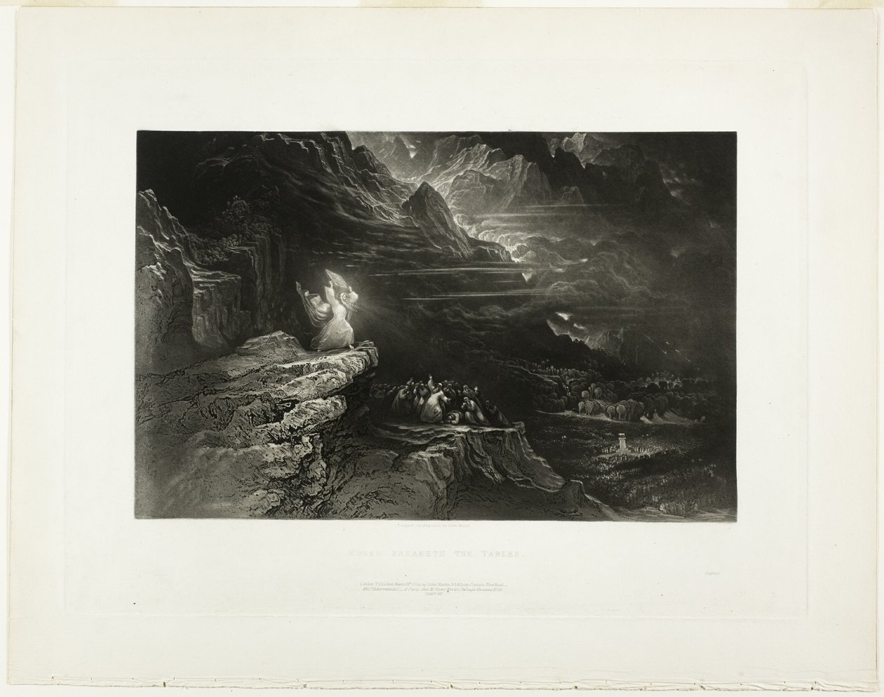 Mojžíš rozbíjí tabulky, z ilustrací Bible od John Martin