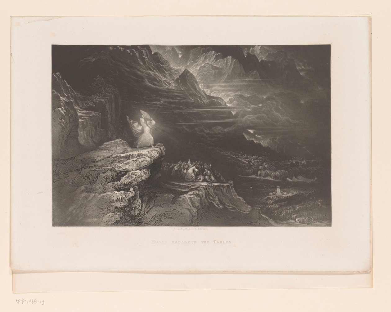 Mojžíš porušuje tabulky zákona Mojžíš rozbíjí stoly (nadpis na předmětu) Ilustrace do bible (název série) Ilustrace Bible (název série) od John Martin