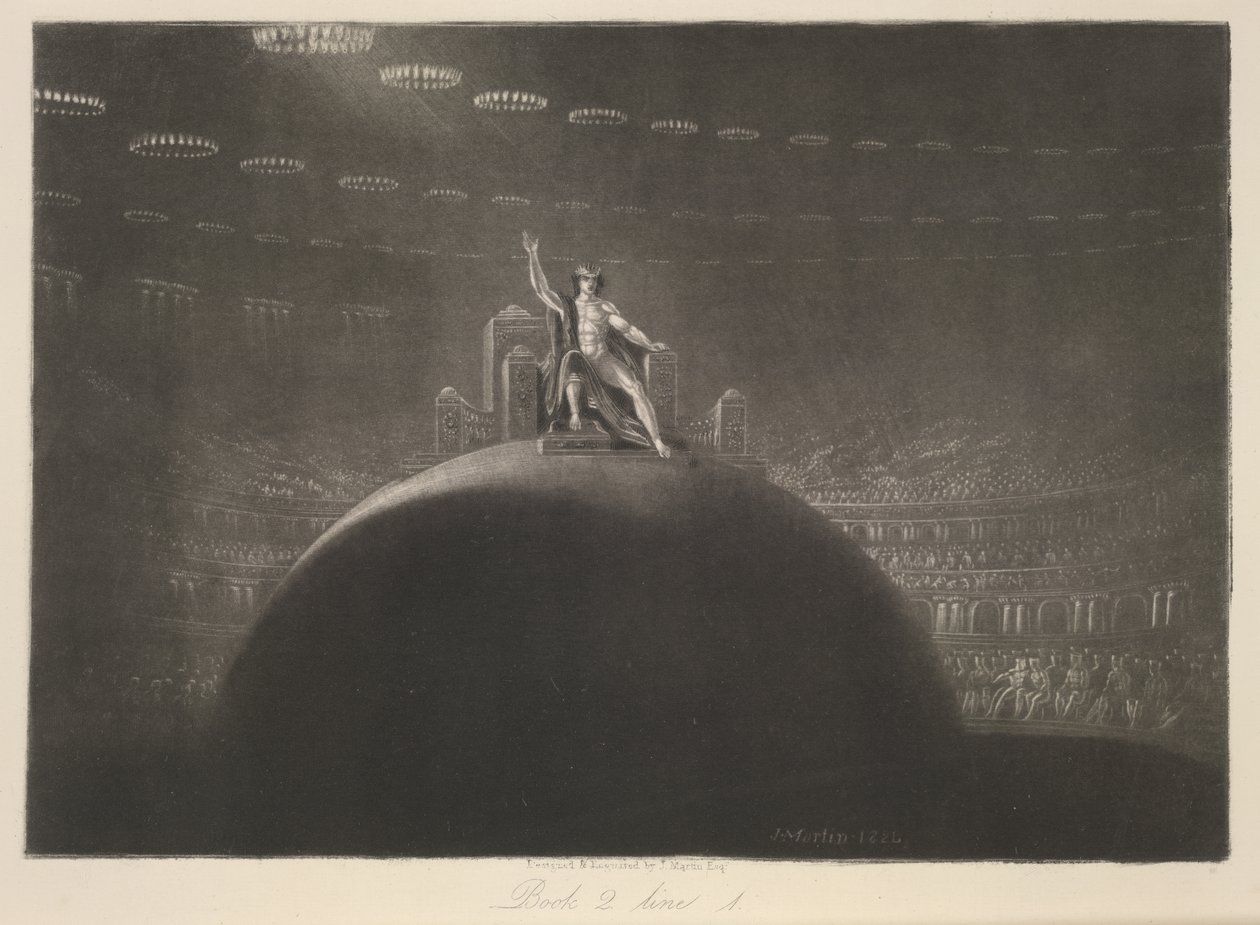 Satan na svém trůnu, z „Ztracený ráj“, od Johna Miltona, kolem roku 1858 (rytina) od John Martin