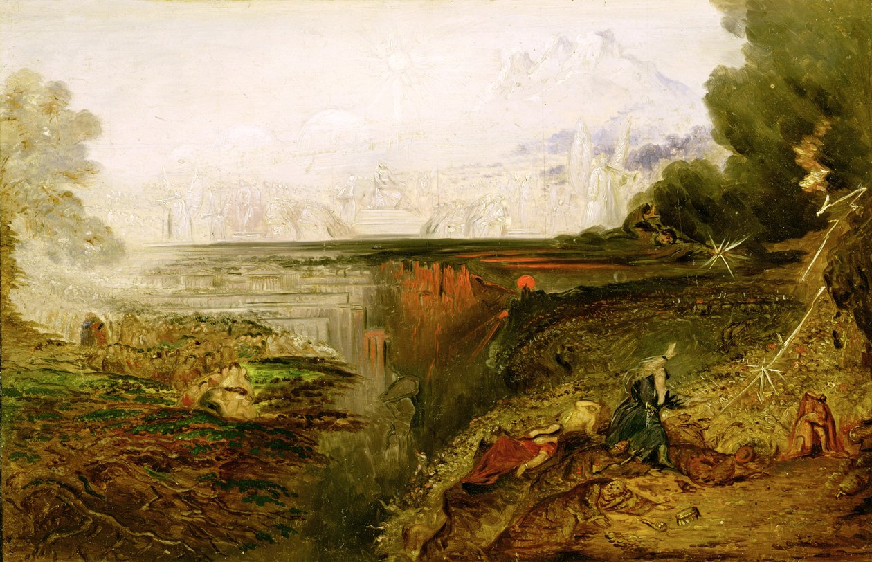 Studie k poslednímu soudu, c.1851-53 (olej na panelu) od John Martin
