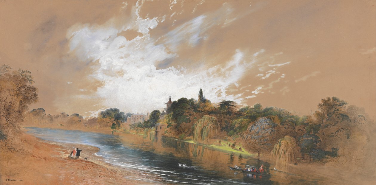 Banks of the Thames, naproti papežově vile od John Martin
