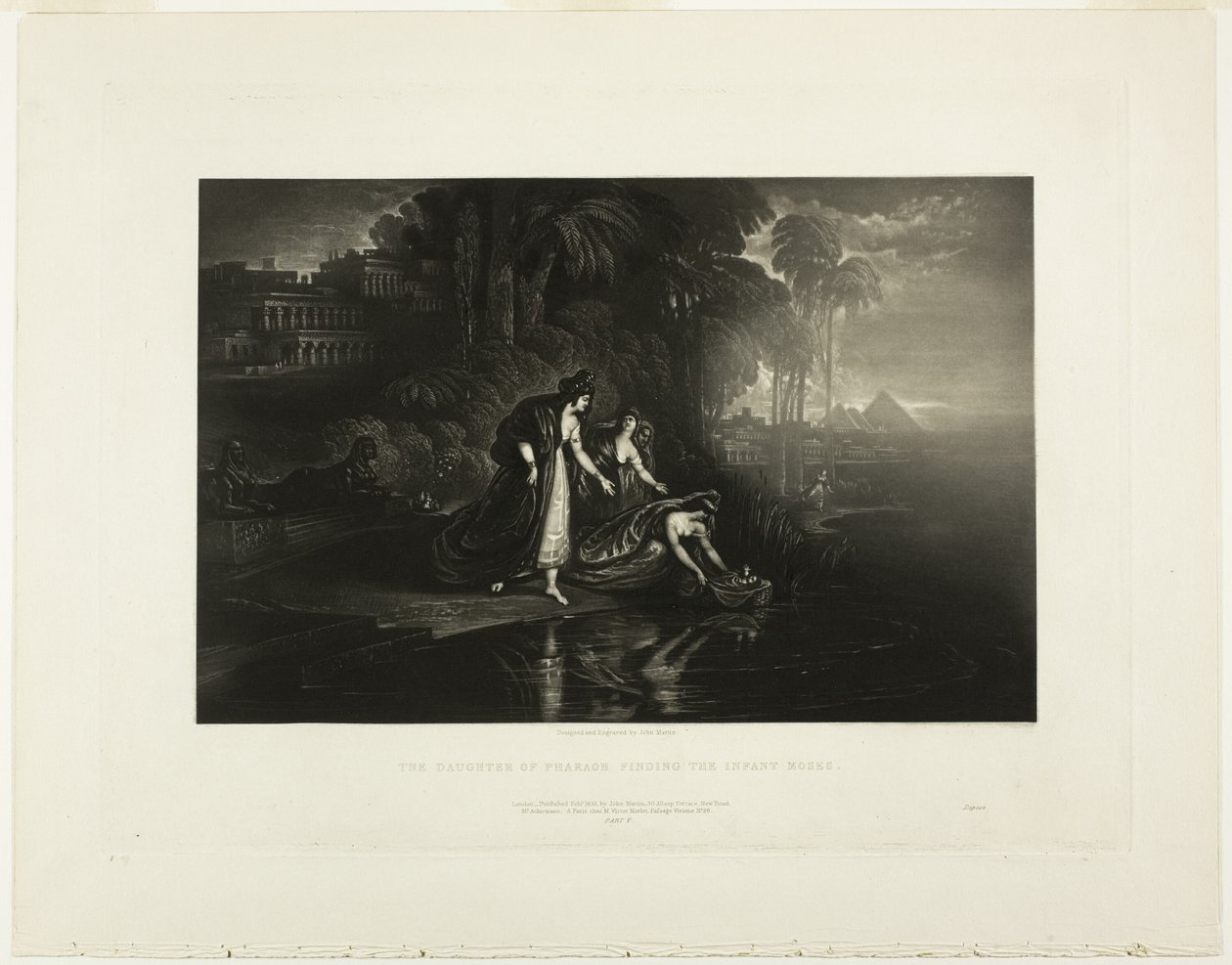Faroanova dcera nalézající nemluvně Mojžíše, z ilustrací Bible od John Martin