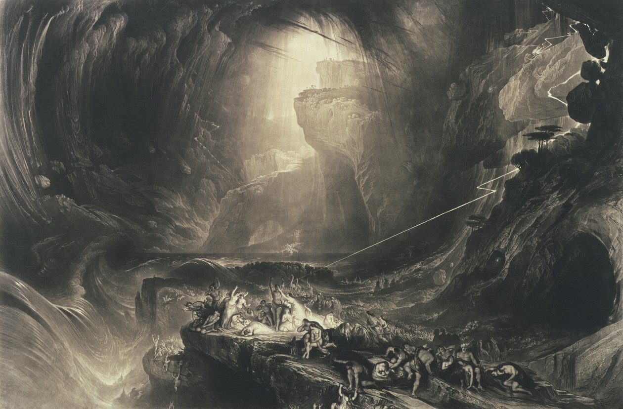 Potopa, 1828 (mezzotinta s leptem) od John Martin