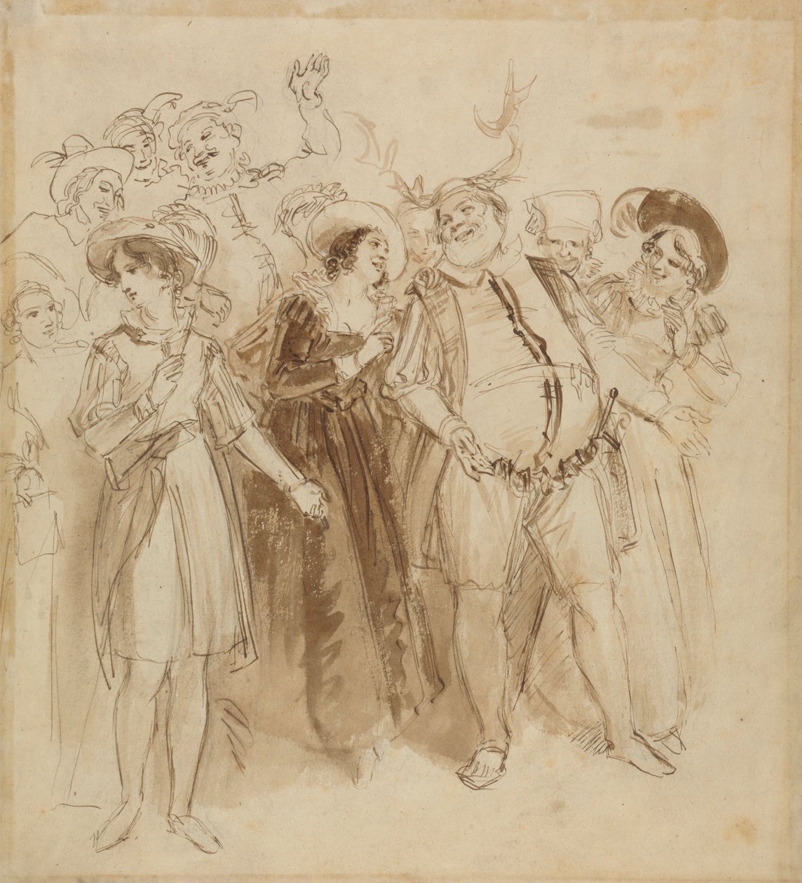 Falstaff převlečený za Herna od John Massey Wright