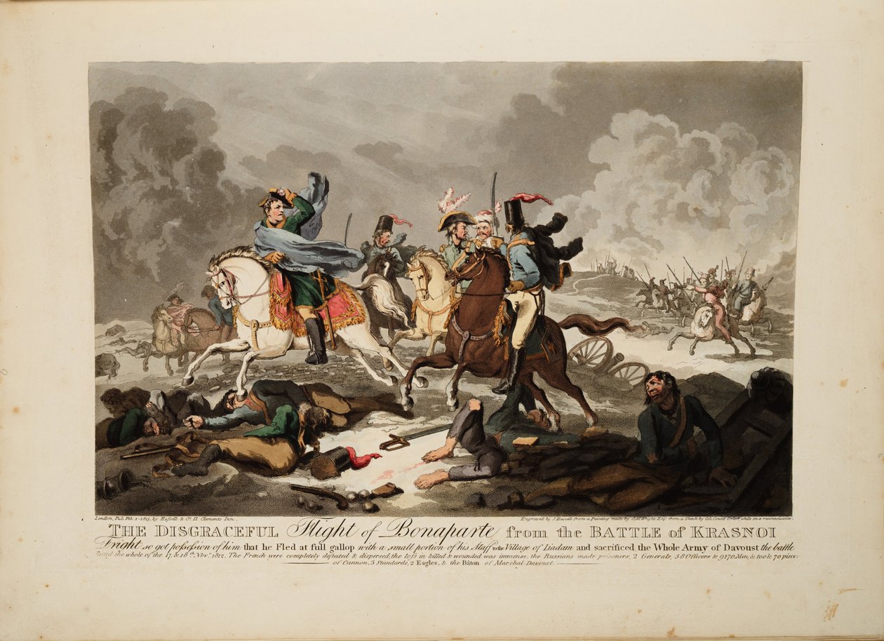 Útěk Bonaparta z bitvy u Krasnoje, 1814 od John Massey Wright