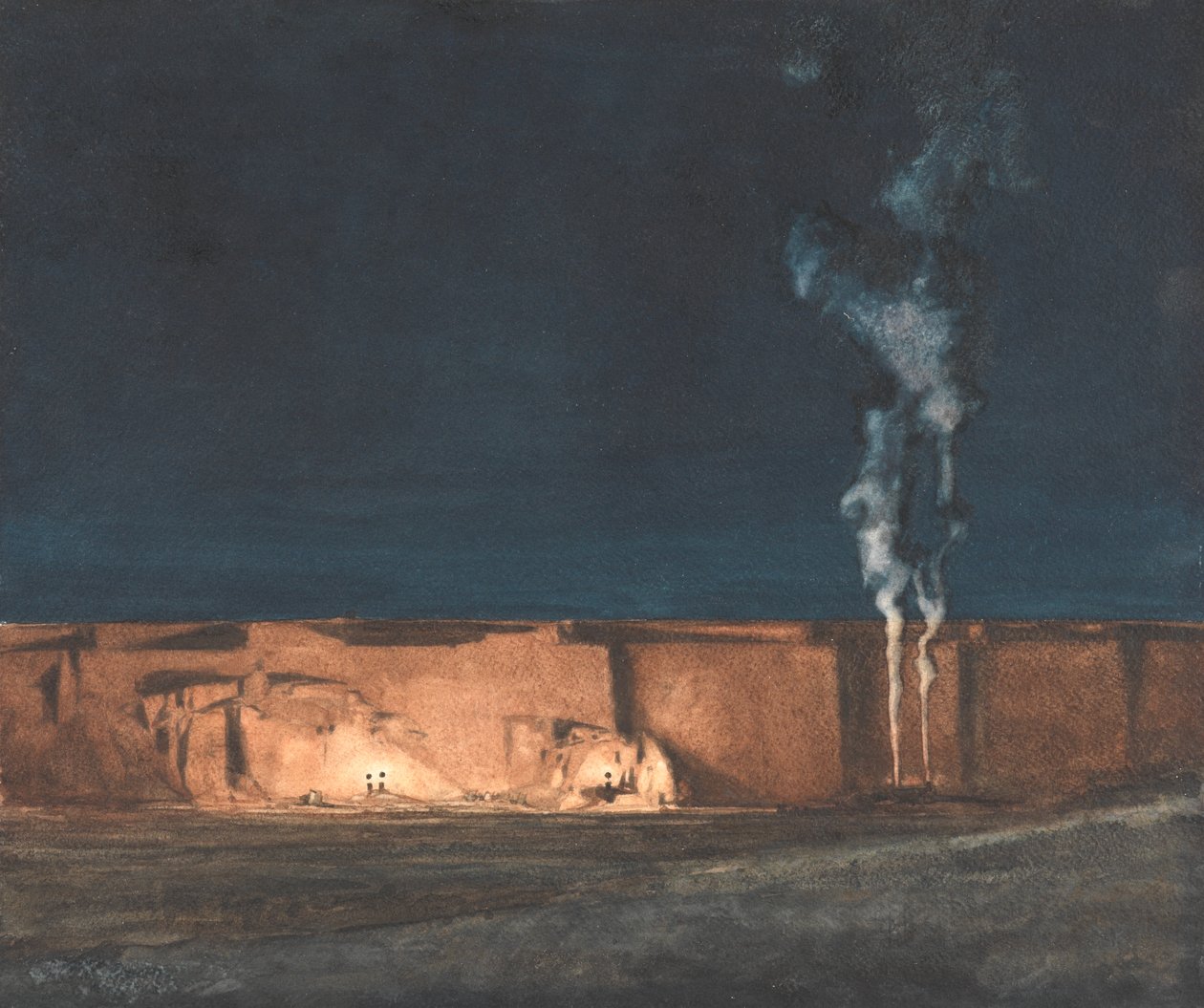 Gravel-Pit: Night (akvarel) od John Duncan