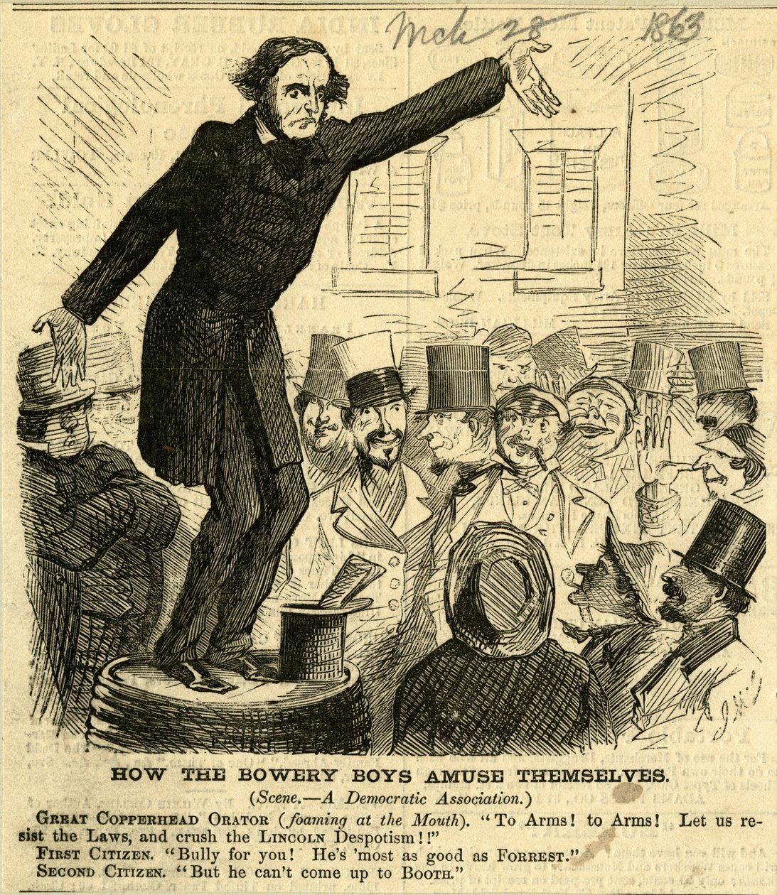 Jak se Bowery Boys baví, 1863 (dřevoryt) od John McLenan
