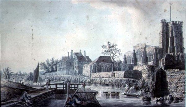 Kostel Všech svatých a Arcibiskupský palác, Maidstone od John Melchior Barralet