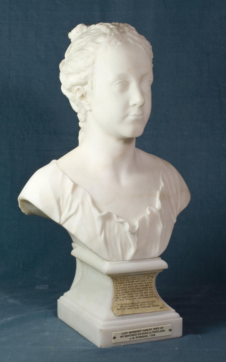 Busta Margaret Cavendishové, pozdější vévodkyně z Portlandu, kolem roku 1723 (mramor) od John Michael Rysbrack
