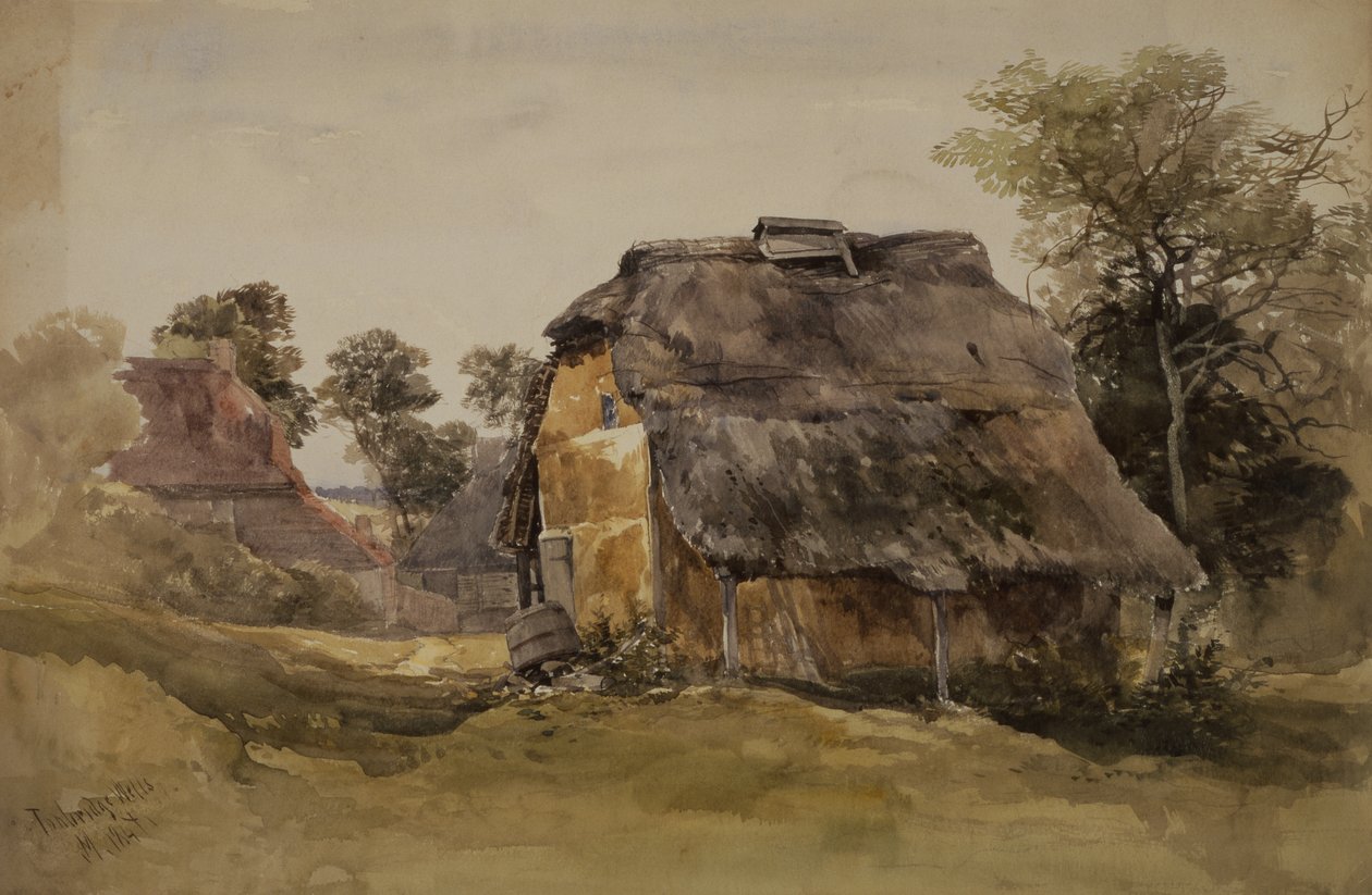 An Old Barn at Tunbridge Wells (akvarel na papíře) od John Middleton
