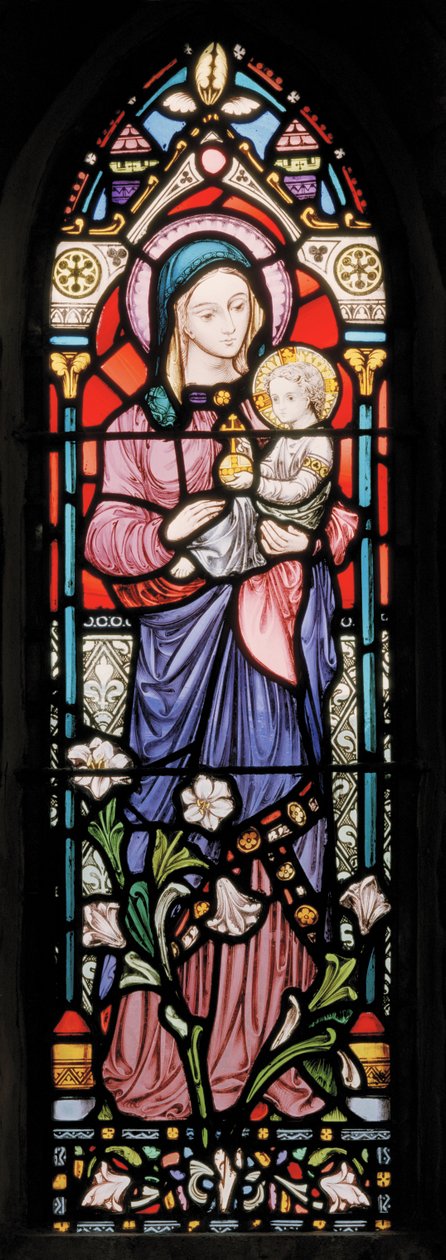 Dover, St Mary In Castro, Lavers & Barraud, John Millner Allen (1827-1902), Madonna & Child, 1861, adaptováno podle Gilberta Scotta od John Millner Allen