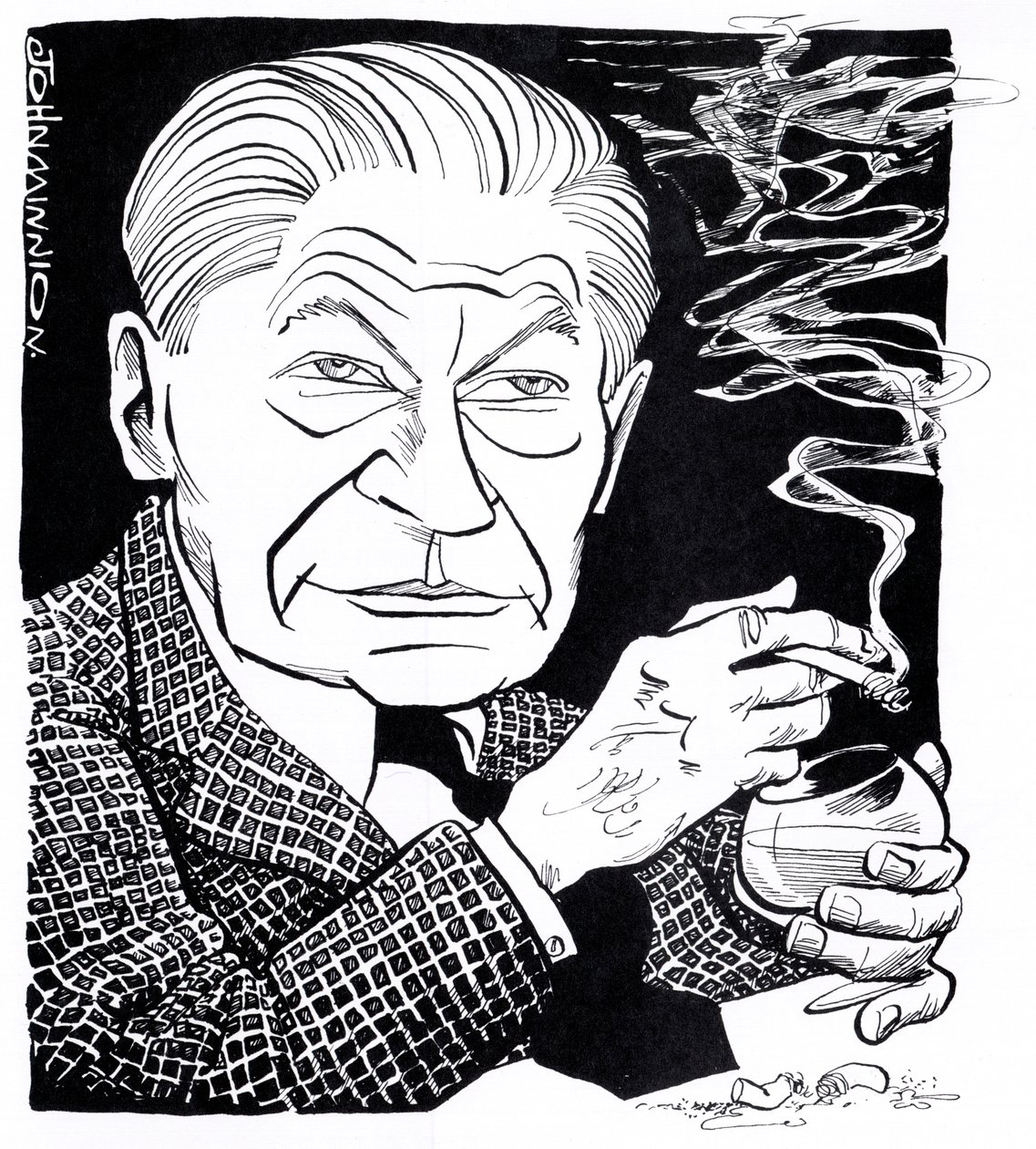 Arthur Koestler, karikatura od John Minnion