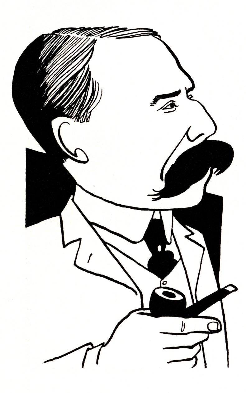Edward Elgar - karikatura s dýmkou od John Minnion