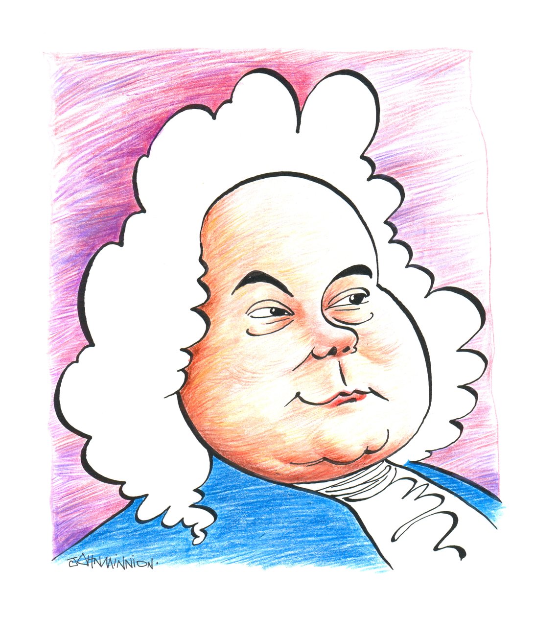 Georg Friedrich - George Frideric Handel - karikatura německého (později anglického) skladatele Johna Minniona od John Minnion