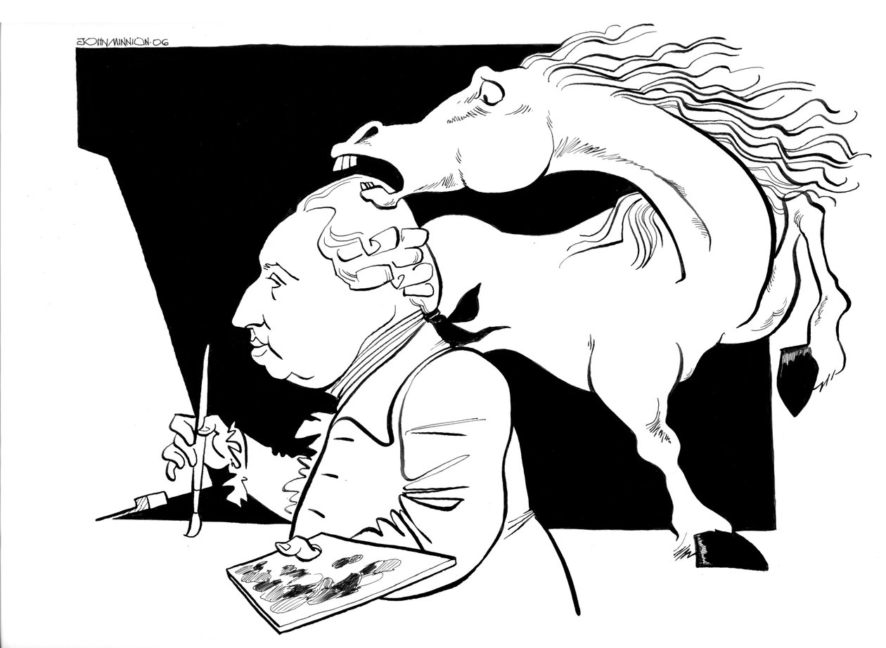 George Stubbs karikatura, britský malíř: 25. srpna 1724 - 10. července 1806 od John Minnion