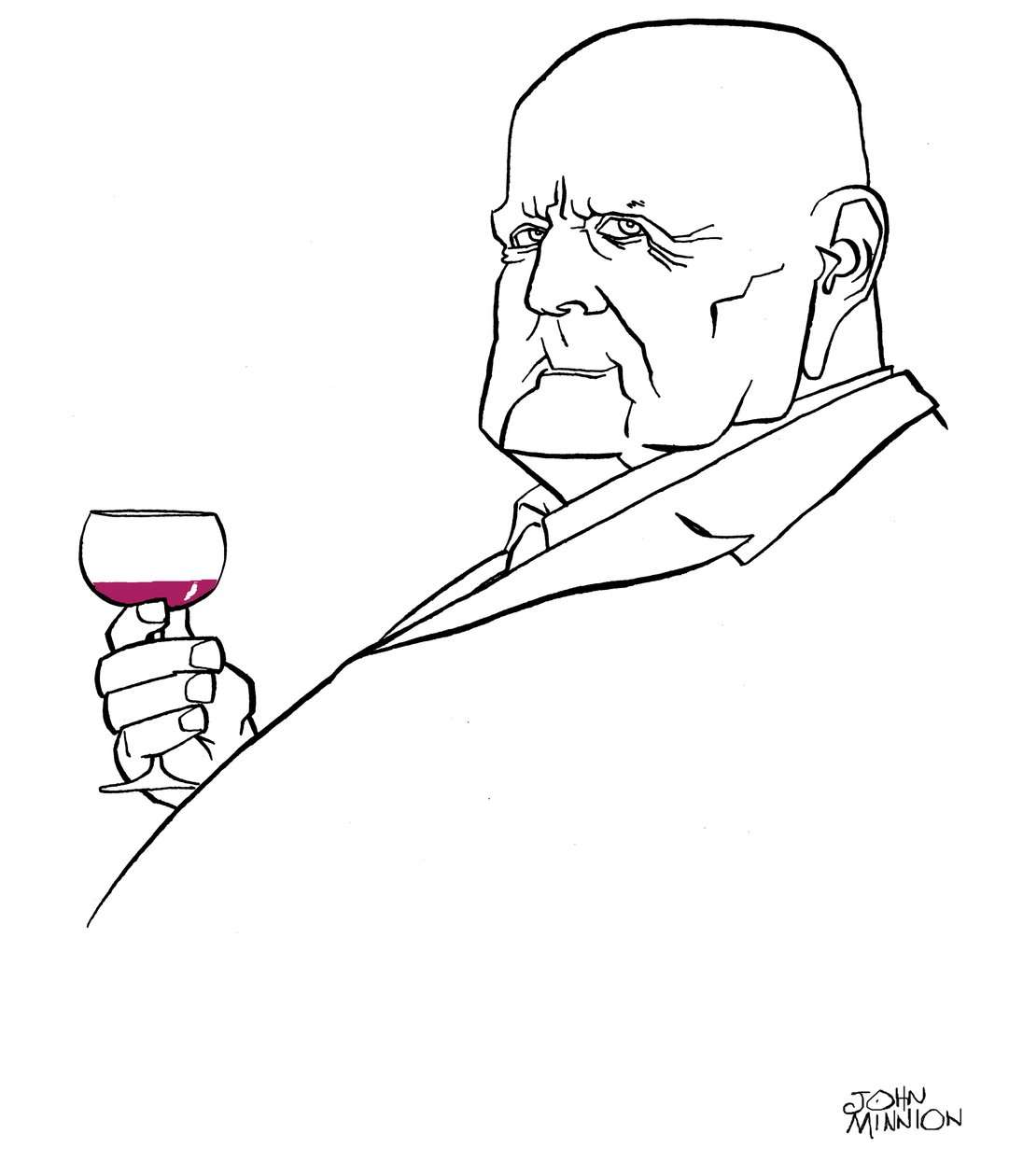 Jean Sibelius jako starý muž se sklenkou vína od John Minnion