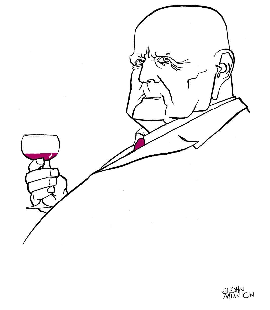 Jean Sibelius jako starý muž se sklenkou vína od John Minnion