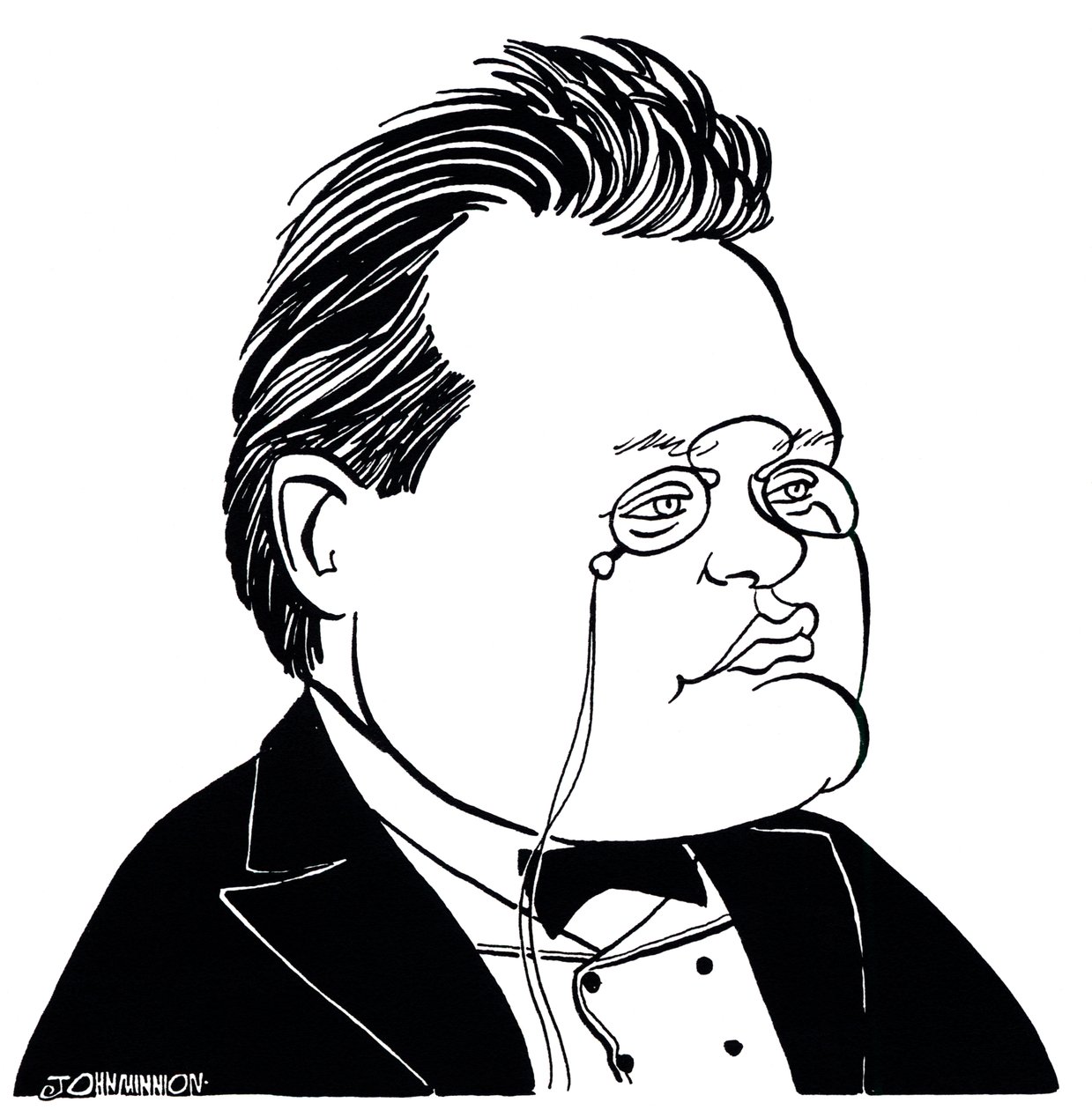 Max Reger - karikatura německého skladatele od John Minnion