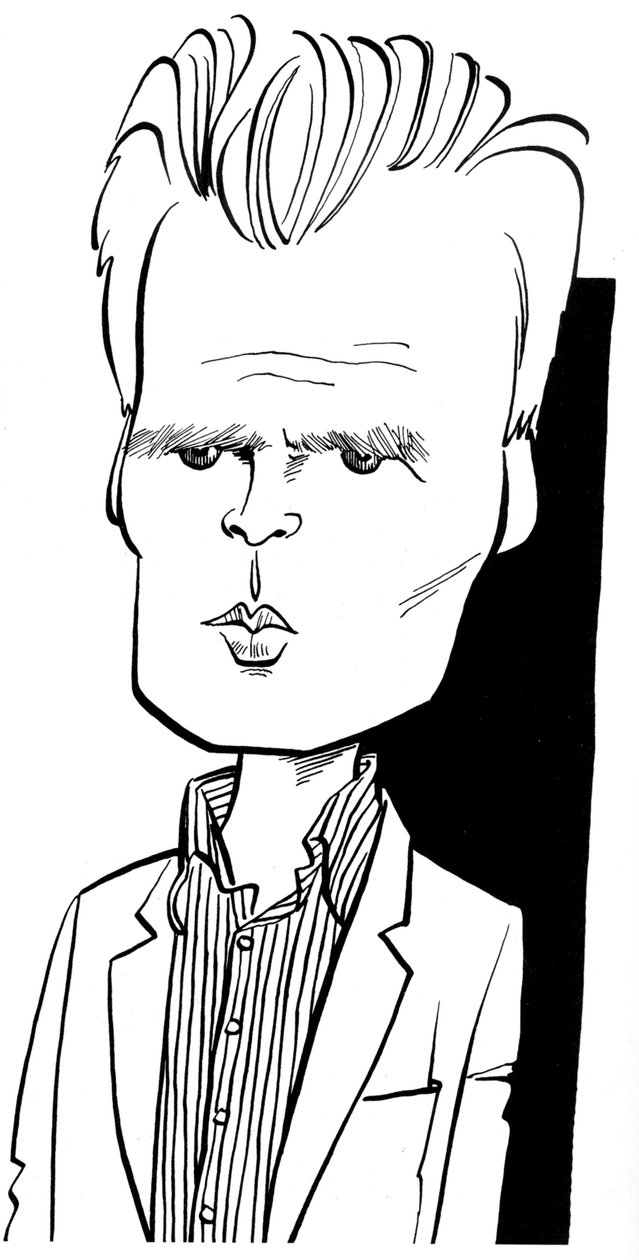Robin Holloway, karikatura Johna Minniona Anglický skladatel od John Minnion