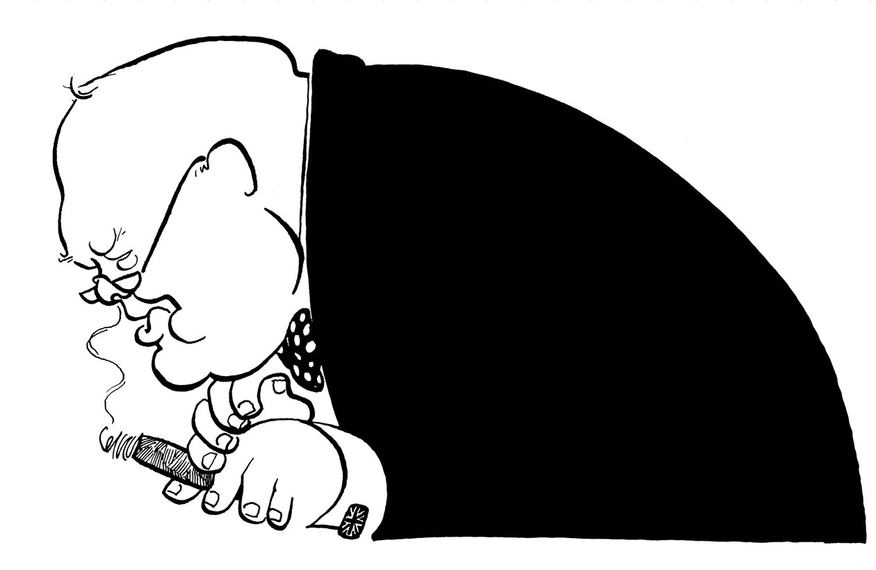 Karikatura Winstona Churchilla, britského politika, který byl v letech 1940-1945 premiérem Spojeného království. od John Minnion