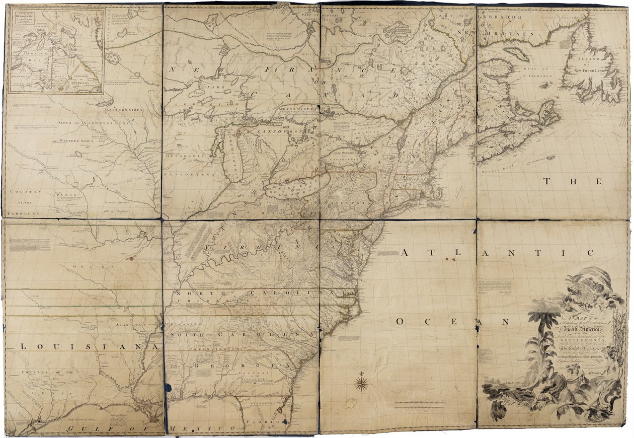 Mapa britského a francouzského panství v Severní Americe od Mitchella od John Mitchell