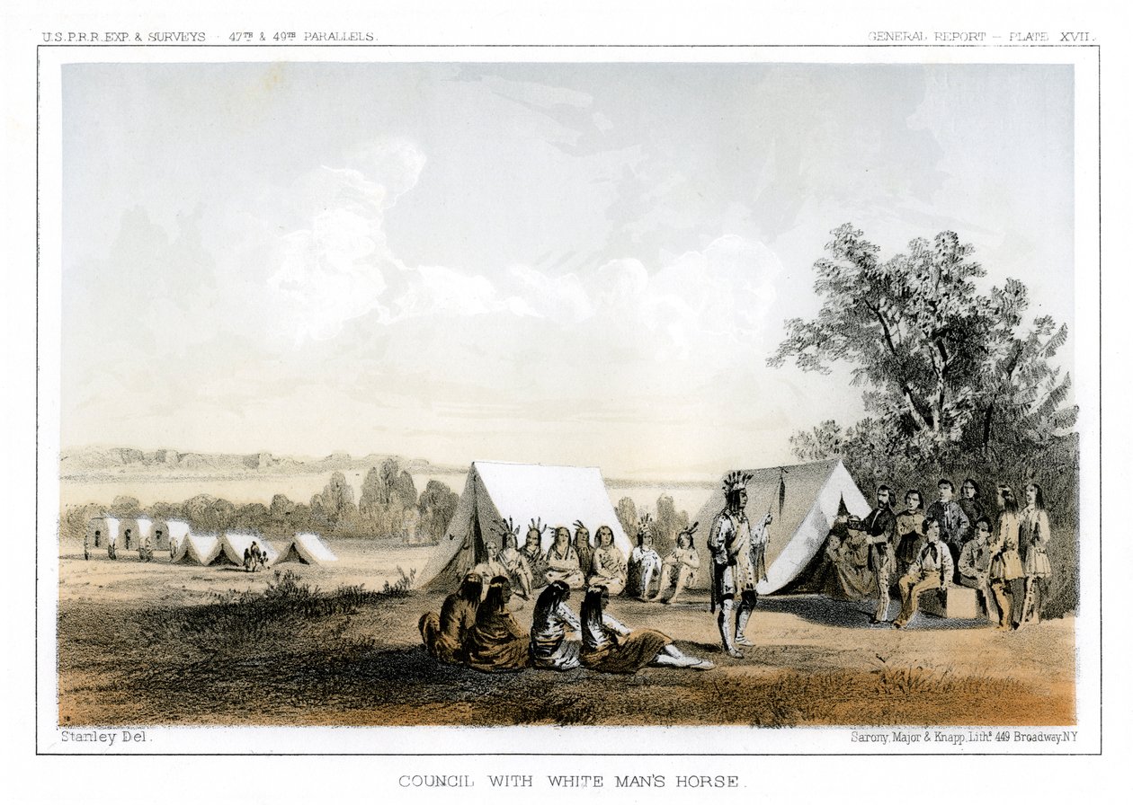 Rada s koněm White Mans, 1856. od John Mix Stanley