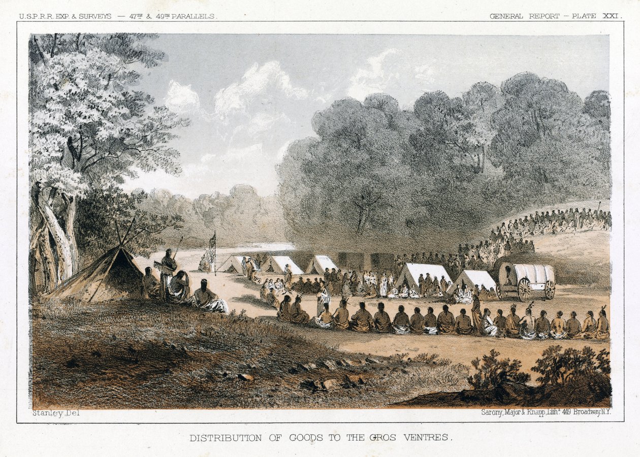 Distribuce zboží do Gros Ventres, hospoda. 1860 od John Mix Stanley