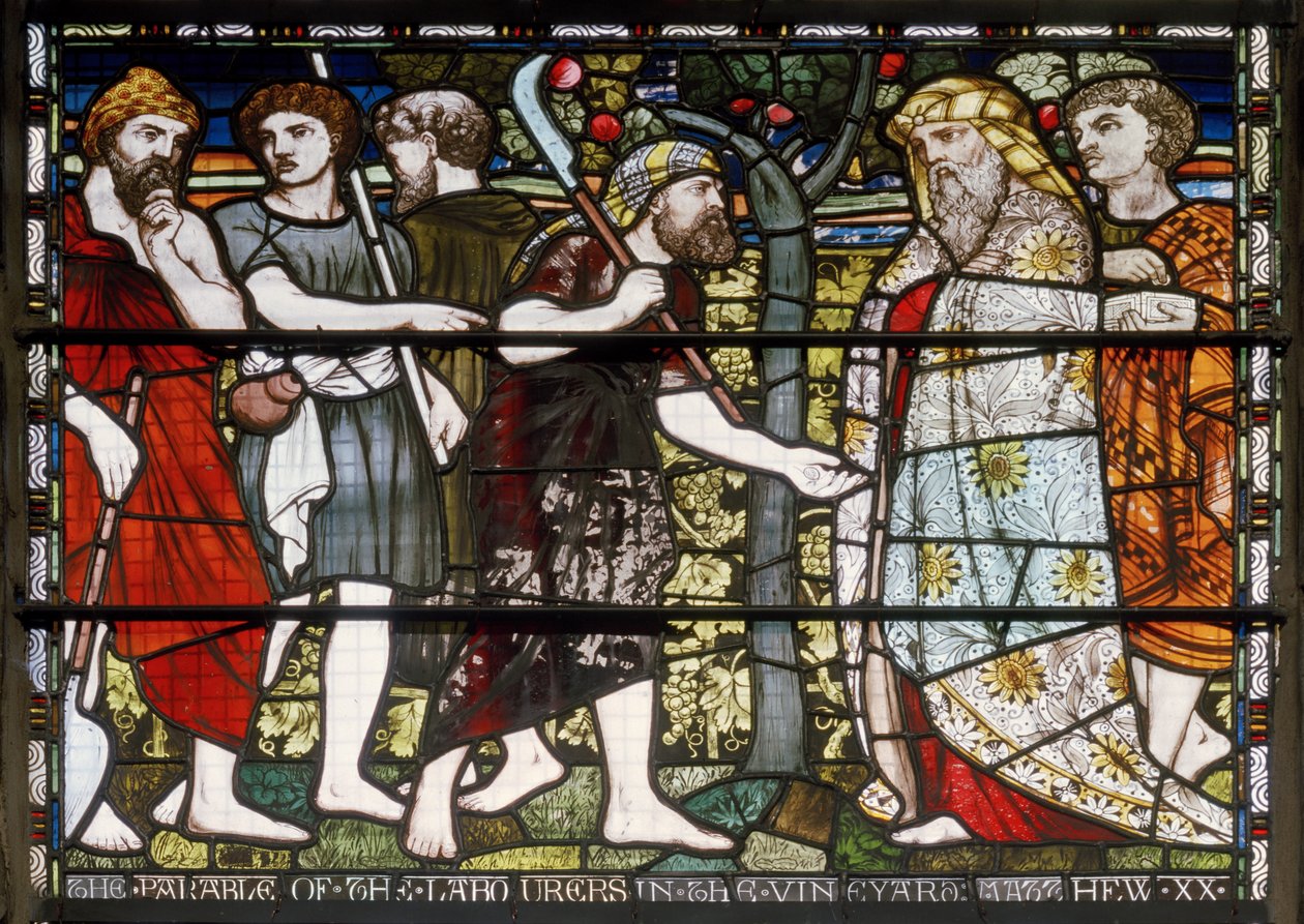 Paisley Abbey, Cottire & Co, připisován John Moyr Smith, Laborers In The Vineyard, 1873 od John Moyr attr.to Smith