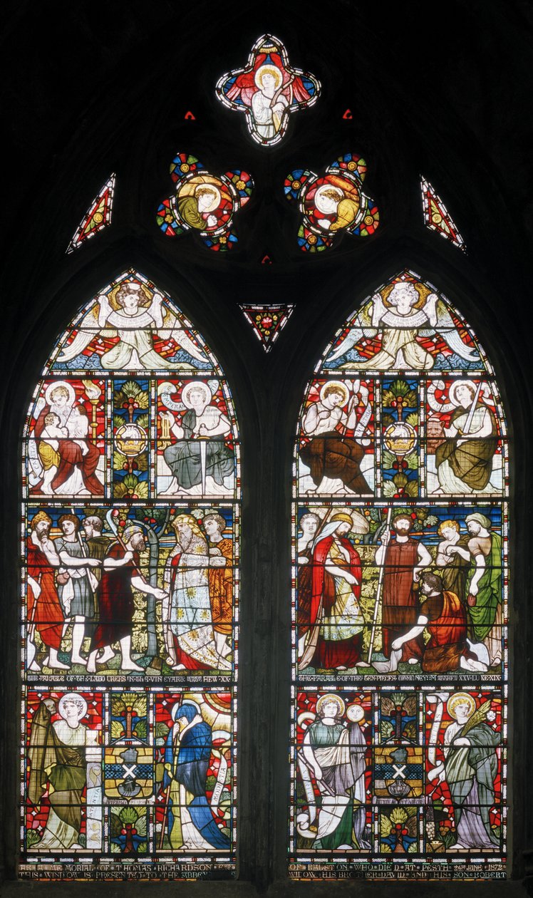 Paisley Abbey, Cottire & Co, připisován John Moyr Smith, Temperence, Faith atd., 1873 od John Moyr attr.to Smith