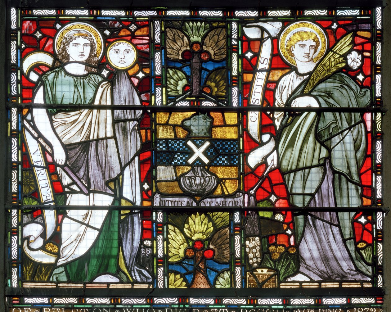 Paisley Abbey, Cottire & Co, připisován John Moyr Smith, Truth & Chastity, 1873 od John Moyr attr.to Smith
