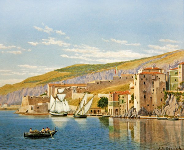 Pohled na Villefranche-sur-Mer, Francie (olej na palubě) od John Mulcaster Carrick